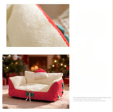 Christmas Cat Bed with Soft Neck Bolster – Cozy Holiday Pet Sofa for Cats & Small Dogs