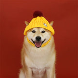 Knitted Dog Hat with Pom-Pom – Windproof Winter Cap for Small Pets
