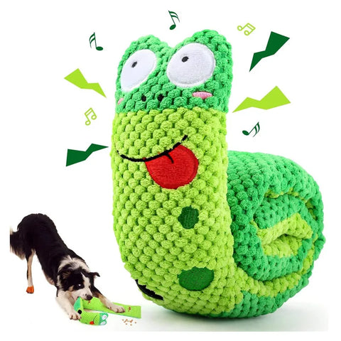 Interactive Dog Puzzle Feeder Toy – Durable Plush Snail with Squeaker, Foldable & Chew-Resistant