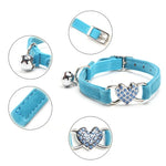 Velvet Cat Collar with Heart Charm & Bell