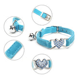 Velvet Cat Collar with Heart Charm & Bell