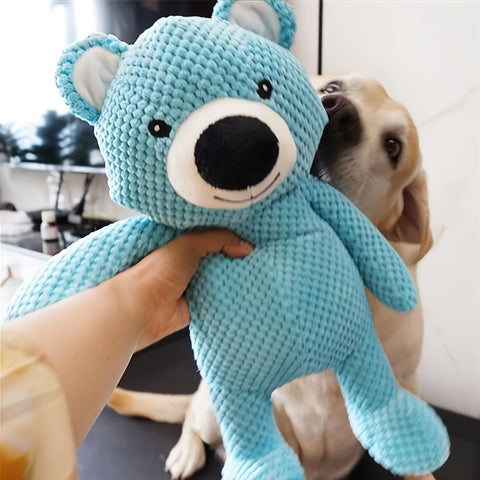 Cute Blue Bear Dog Toy – Squeaky Plush