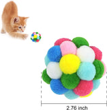 3/60pcs Cat Toy Balls with Bells – Colorful Pom Poms & Sparkle Tinsel Balls | Interactive Toys for Indoor Cats & Kittens