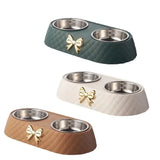 Double Bowtie Pet Bowl – Food and Water Feeder for Dogs and Cats