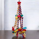 Cage Hanging Rope Bird Climbing Chewing Toys Multicolored Natural Wooden Bird Chewing Toys