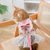 Bowknot Cat Harness & Leash Set – Cute Princess Dress for Small Pets