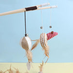 Wooden Cat Teaser Rod – Feather and Bell
