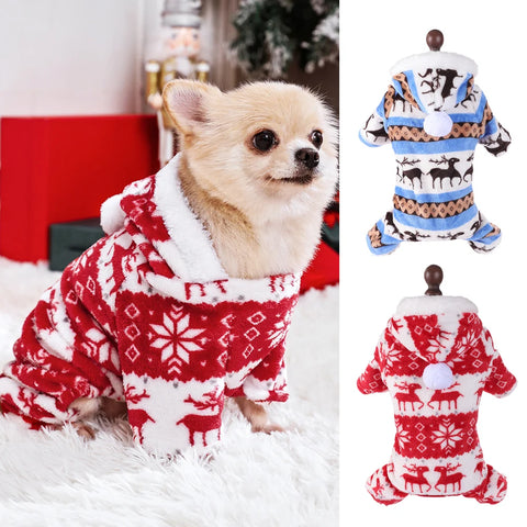 Warm Fleece Christmas Dog Pajamas