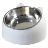 Tilted Stainless Steel Cat Bowl – Non-Slip Neck Protection Feeder
