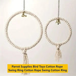 Natural Hemp Rope Bird Toy Ring with Bell Large 7.87in Small 5.31in Parrot Cage Accessory for Climbing Chewing and Decorating