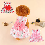 Cute Puppy Princess Floral Dress with Bow & Lace