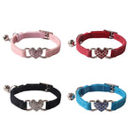 Velvet Cat Collar with Heart Charm & Bell