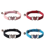 Velvet Cat Collar with Heart Charm & Bell