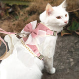 Bowknot Cat Harness & Leash Set – Cute Princess Dress for Small Pets