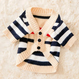 Striped Pet Cardigan Sweater – Cozy Knit Outfit for Small Dogs & Cats