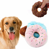 Plush Donut Dog Toy – Cute Squeaky Chew