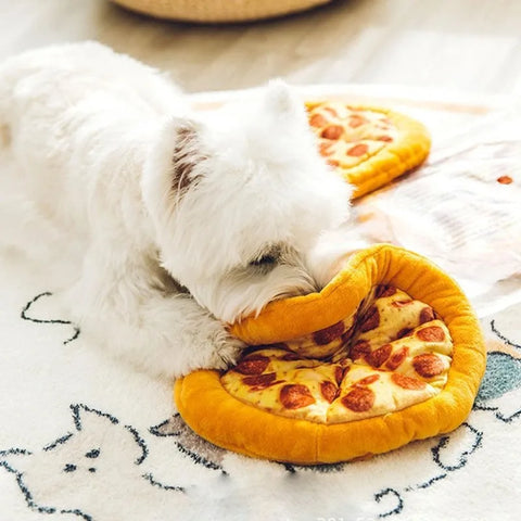 Pizza Plush Dog Toy – Squeaky Interactive Chew for Puppies