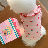 Strawberry Dog Vest – Summer Breathable Outfit for Small Dogs & Cats