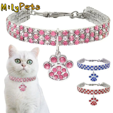 Shiny Crystal Bedazzled Cat Collar