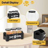 Pet Treat Jar Set – 3pcs Storage Containers with Wooden Holder