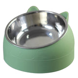 Tilted Stainless Steel Cat Bowl – Non-Slip Neck Protection Feeder