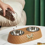 Double Bowtie Pet Bowl – Food and Water Feeder for Dogs and Cats