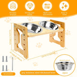 Adjustable Elevated Dog Feeder – Wooden Stand with Double Bowls