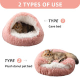 2-in-1 Plush Pet Bed with Cover – Warm Round Cat & Small Dog Sleeping Cave (50CM)