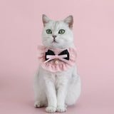 Elegant Pet Princess Outfit Set - Chic Beret, Pearl Bow & Floral Bib for Cats