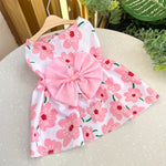 Cute Puppy Princess Floral Dress with Bow & Lace