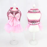 Bowknot Pet Harness & Leash Set – Lace Crystal Vest for Cats & Small Dogs