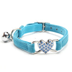 Velvet Cat Collar with Heart Charm & Bell