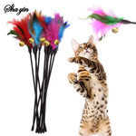 Cat Feather Wand Toys with Bells – 5pcs