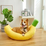 Banana-Shaped Pet Bed – Warm Removable Cat & Dog Nest