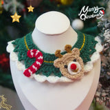 Cute Christmas Pet Collar Hand-knitted