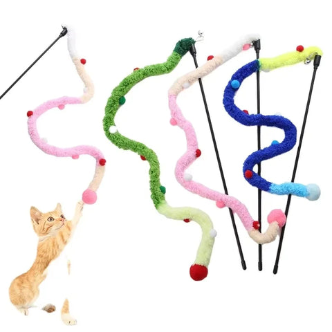 Feather Cat Teaser Wand – Interactive Colorful Rod Toy
