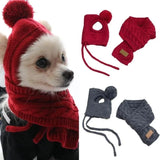 Winter Striped Dog Hat & Scarf Set – Knitted Christmas Pet Costume