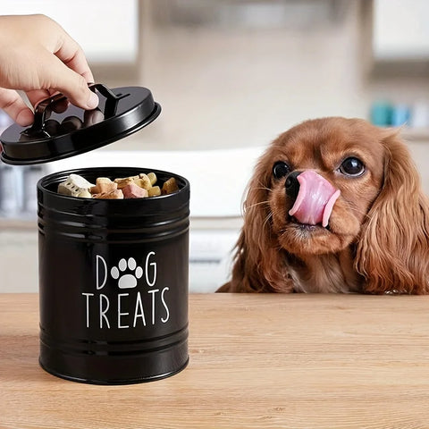 Metal Dog Treat Container – Airtight Food Storage Jar for Pets