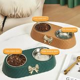 Double Bowtie Pet Bowl – Food and Water Feeder for Dogs and Cats