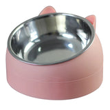 Tilted Stainless Steel Cat Bowl – Non-Slip Neck Protection Feeder