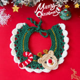 Cute Christmas Pet Collar Hand-knitted