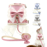 Bowknot Cat Harness & Leash Set – Cute Princess Dress for Small Pets