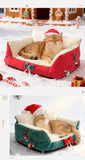 Christmas Cat Bed with Soft Neck Bolster – Cozy Holiday Pet Sofa for Cats & Small Dogs
