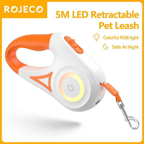 Retractable Dog Leash with LED Light – 5m