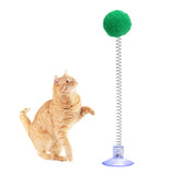 1pc Fur Ball Spring Cat Toy Suction Cup Multicolored Teaser Wand