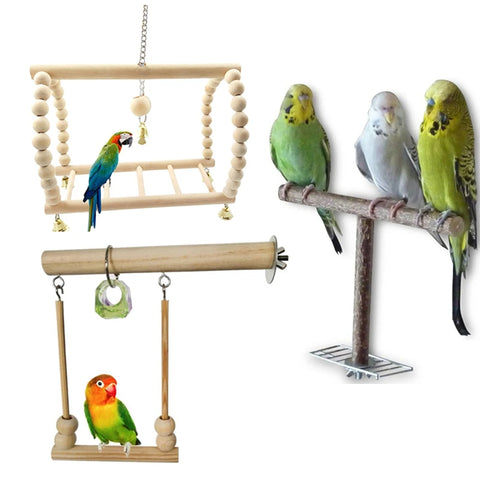 Wooden Bird Swing Toy – Parrot Perch Stand