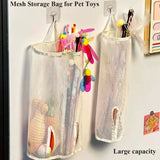 Wall-Mounted Pet Toy Storage Bag – Space-Saving Mesh Organizer for Cat & Puppy Toys