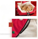 Christmas Cat Bed with Soft Neck Bolster – Cozy Holiday Pet Sofa for Cats & Small Dogs