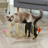 Foldable S-Type Cat Tunnel – Crinkle Play Tube with Balls