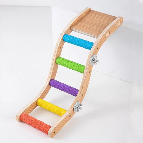 Natural Wooden Bird Perch Ladder Steps for Grinding Claws
